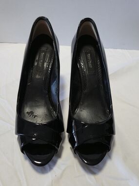 White House Black Market Black Patent Peep-Toe Pumps